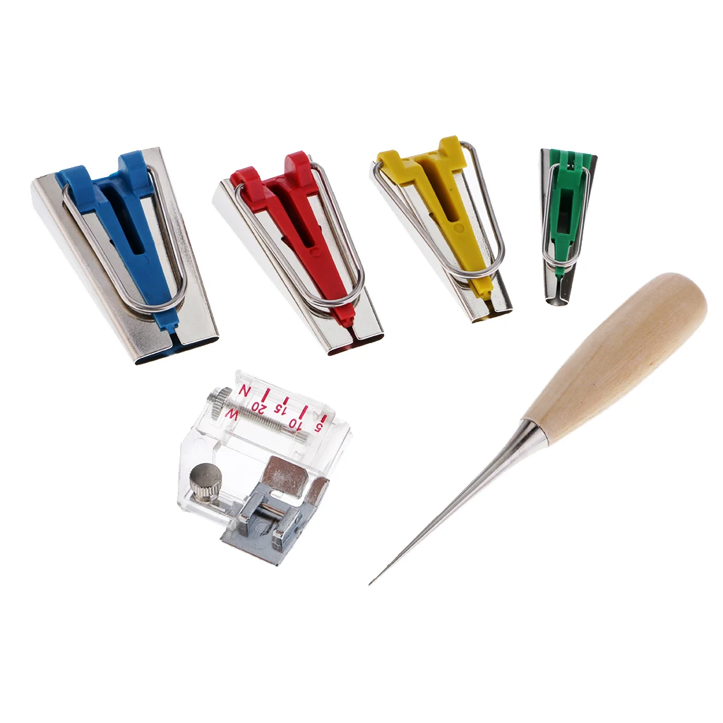 6 Pieces Multifunctional Bias Tape Maker Tool Set Sewing Machine Tools Binder Foot