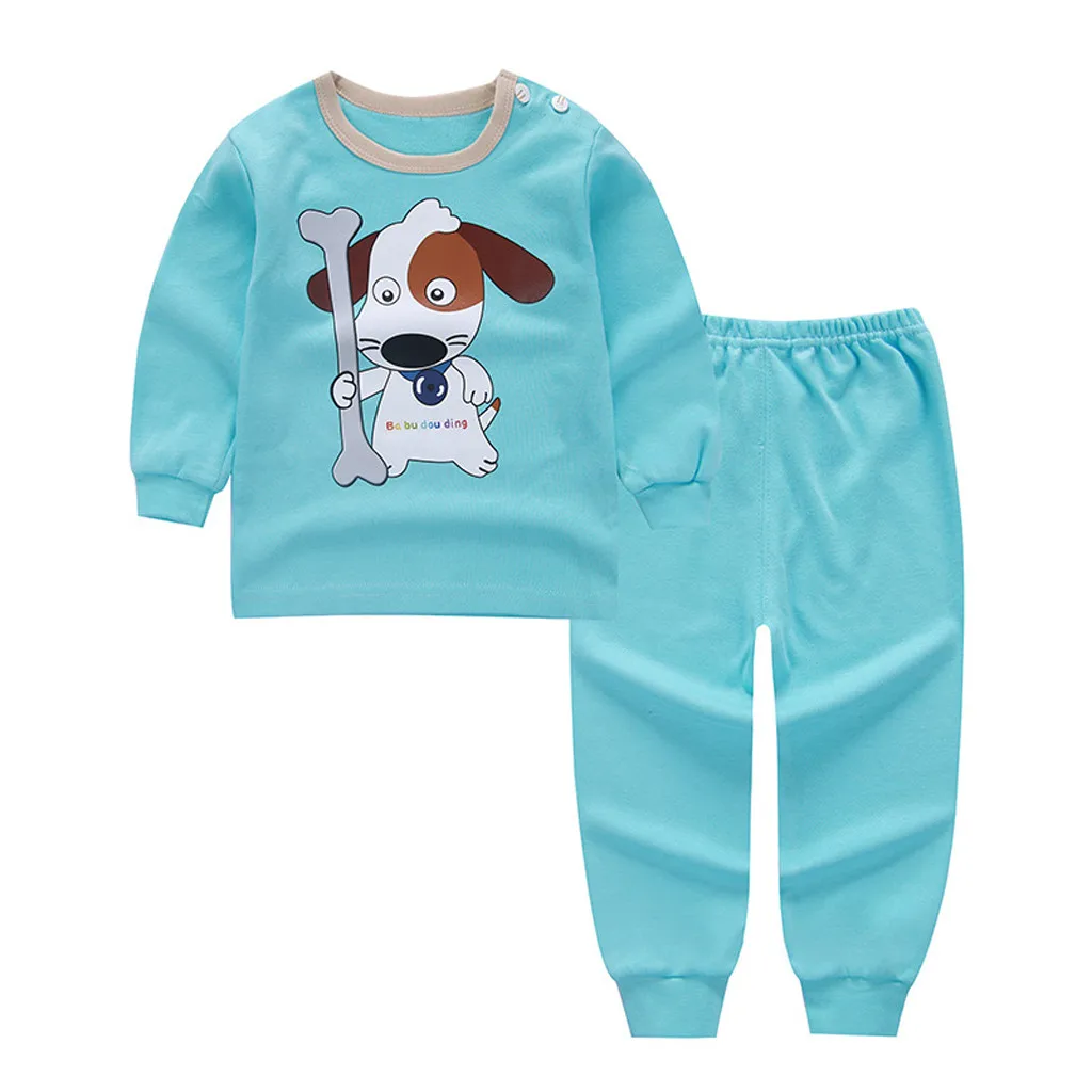 MUQGEW/Новая модная детская одежда для маленьких мальчиков и девочек с изображением утки, милая собака, звезда, Пижама для отдыха, комплект одежды