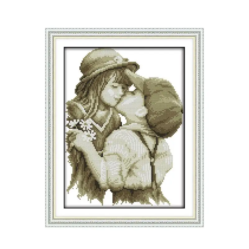 Kissing Couples Boy And Girl Printed On Canvas Cross Stitch Kits 14ct