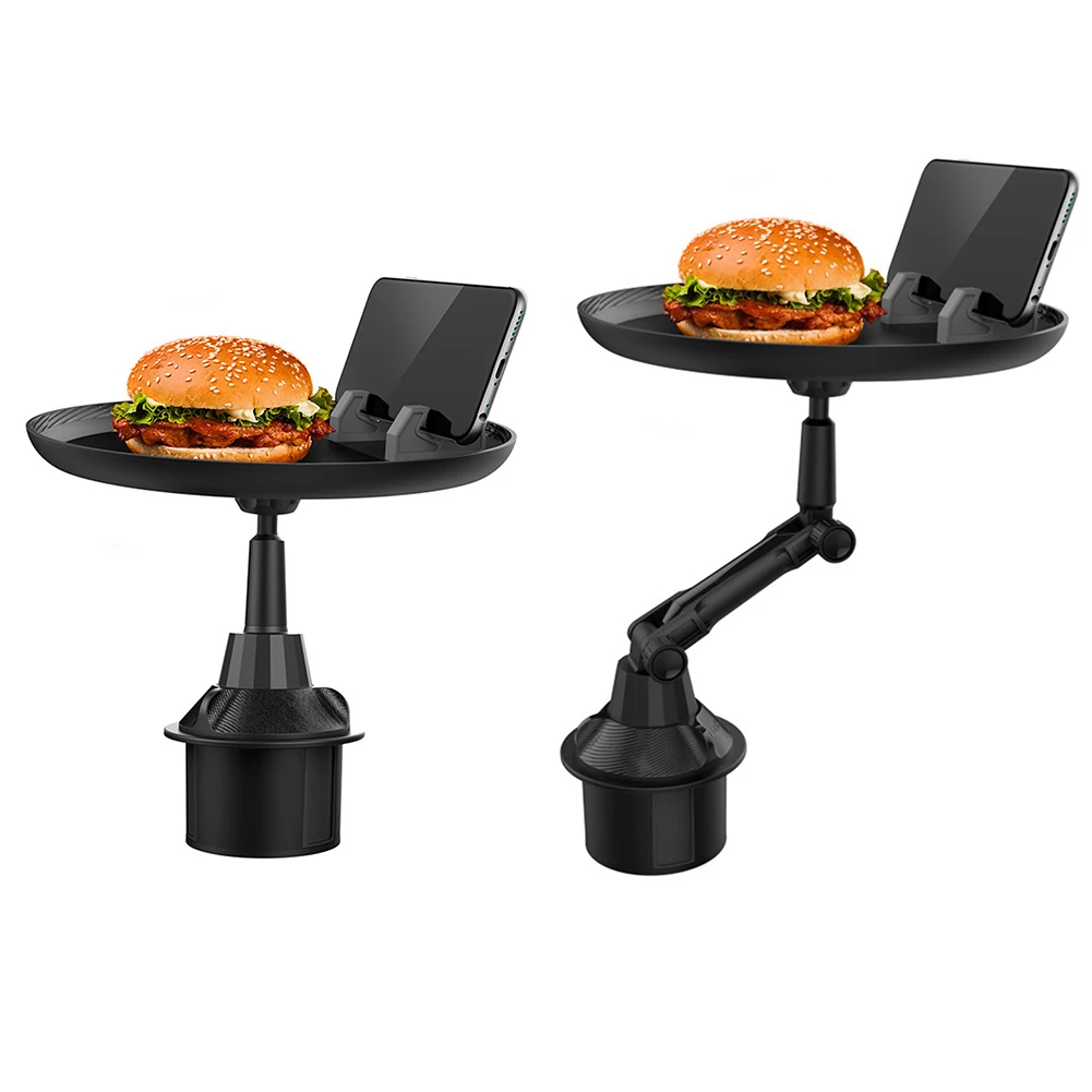 2 in 1 Car Mobile Phone Cup Holder Tray Auto Vehicle Rotary Food Table Bracket SUV Truck Interior Storage Replacement
