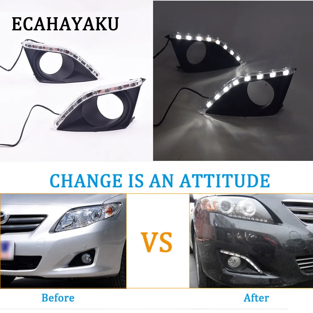  ECAHAYAKU LED Daytime Running Light DRL For Toyota Corolla 2006-2009 Car Accessories Waterproof ABS - 4000434606331