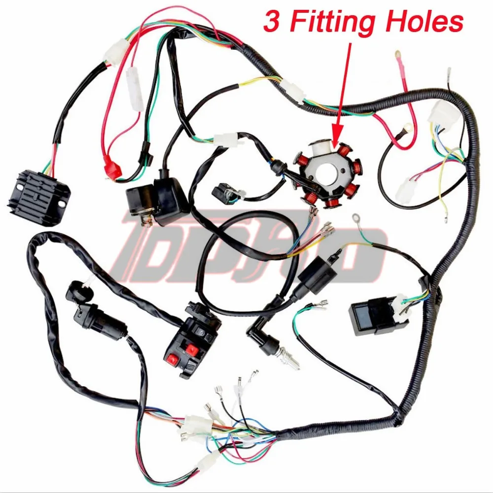 TDPRO мотоцикл полный электрика жгут проводов ткацкий станок катушка зажигания CDI переключатель для скутера мопед 125cc~ 250cc питбайк картинг