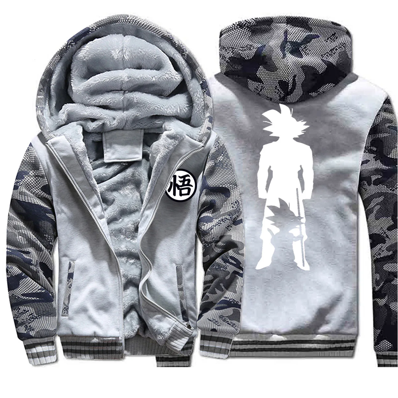 Японское аниме Dragon Ball Camo Толстовка мужская верхняя одежда Флисовая теплая куртка камуфляж боди теплая Harajuku зима новое пальто на молнии