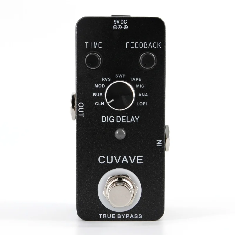 

CUVAVE Digital Delay Guitar Effect Pedal 9 Delay Types True Bypass Black Electric Guitar Effects Stompbox Guitar Accessories