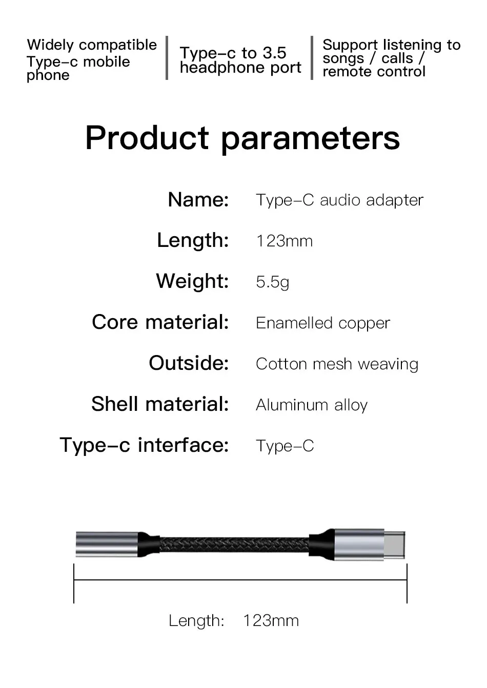 !ACCEZZ USB Type-C Male to 3.5mm Jack Earphone Adapter Calling Listening Aux Audio Cable For Xiaomi Mi 6 8 Huawei P20 Lite Mate 20 Nexus (2)