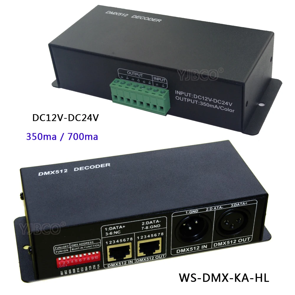 Высокомощный DC5V 36V постоянного тока 350ma/700ma 12 канальный светодиодный диммер DMX512