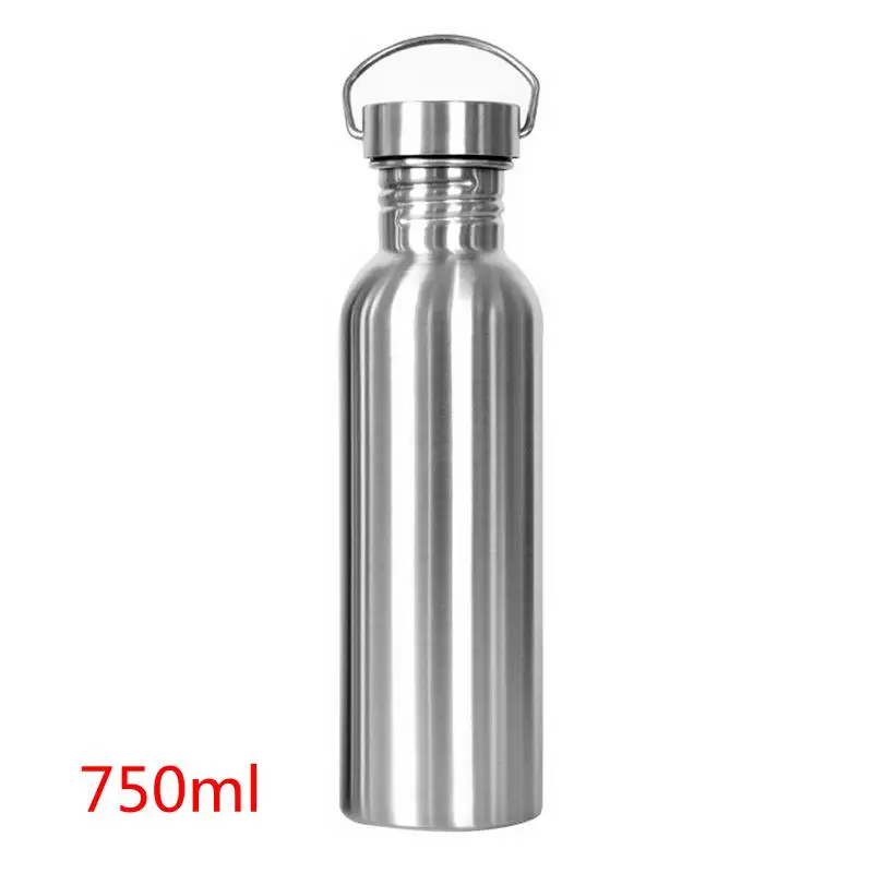 750ml Urijk Fashion 350/500/750ml Large Capacity Stainless Steel Single Layer Sports Kettle Outdoor Bicycle Water Bottles - Цвет: 750ml