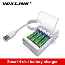 VOXLINK – chargeur de batterie à 4 fentes, charge rapide, sortie USB, Protection contre les courts-circuits, batterie Rechargeable AAA/AA, Station Standard