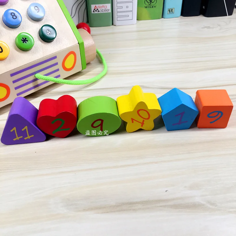 Детская модель игровой дом телефон автомобиль строительные блоки 0-3-6 лет деревянные тракторы с цифрами соответствующие игрушки