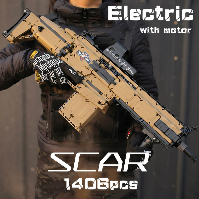 New 1406pcs Scar Electric Assault Rifle Gun Model Building Blocks High Tech Guns Bricks Pubg Military Swat Weapon Toys Blocks Aliexpress