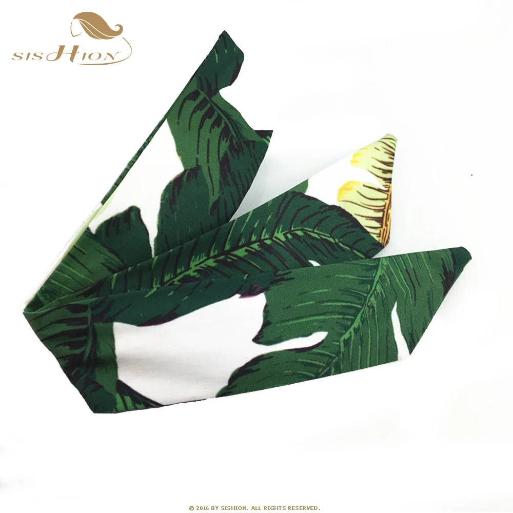 Banana leaf SISHION новая Ретро Печать повязка на волосы "тюрбан" для женщин аксессуары для волос эластичная повязка для головы вечерние банданы SP0305 - Цвет: Banana leaf