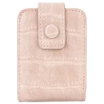 

Lipstick Cosmetic Bag with Mirror Makeup Bag Travel Pouch Organizer PU Leather Portable Small Storage Beauty Case Pink