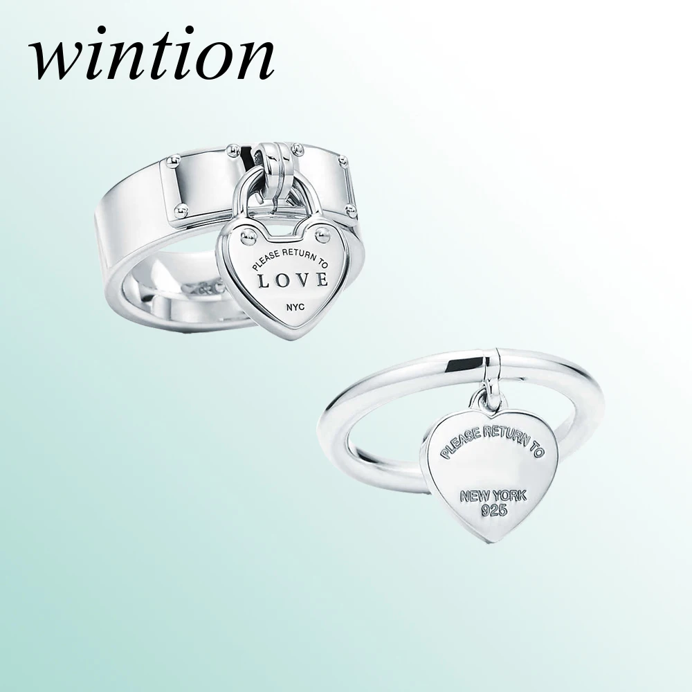 Wintion tiff кольцо зеленая любовь Оригинал 100% стерлингового серебра 925 пробы Модный