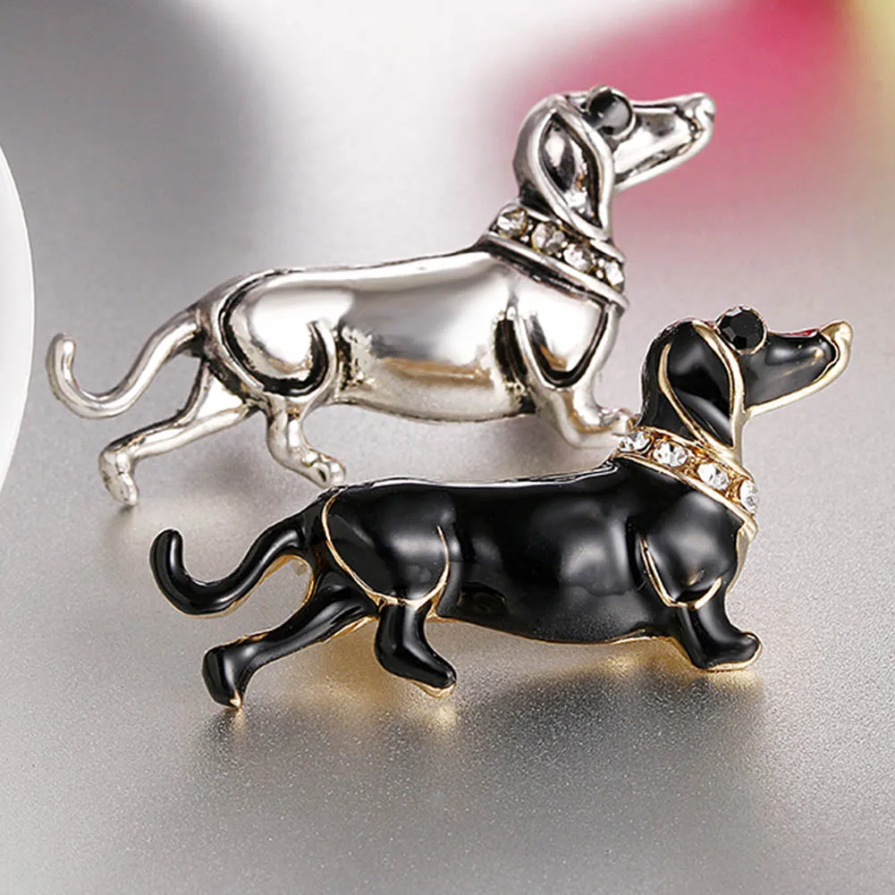 

Vivid Black Belly Dog Brooches For Men Women Scarf Sweater Jackets Backpack Collar Pins Dachshund Brooch Jewelry Gifts