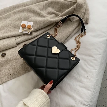 

2020 Pure Color PU Women's Bag New Shoulder Messenger Bag Luxury Women's Bag Fashion Casual Women's Bag Bag Chain Bag