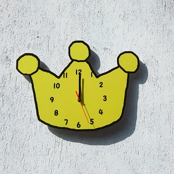 

Cartoon Coloured Drawing Crown Wall Clock Personalized & Creative Clock-Style Art Modern Super Quiet Simple Pocket Watch