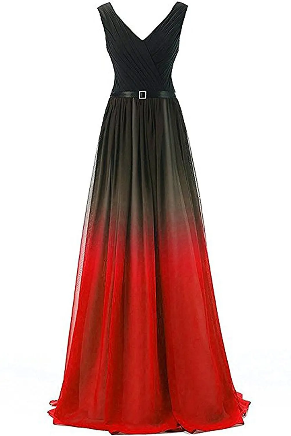 Robe De Soiree Вечерние платья с v-образным вырезом Criss-перекрестные пояса платье трапециевидной формы без рукавов вечернее платье Праздничное платье красное вечернее платье - Цвет: black red
