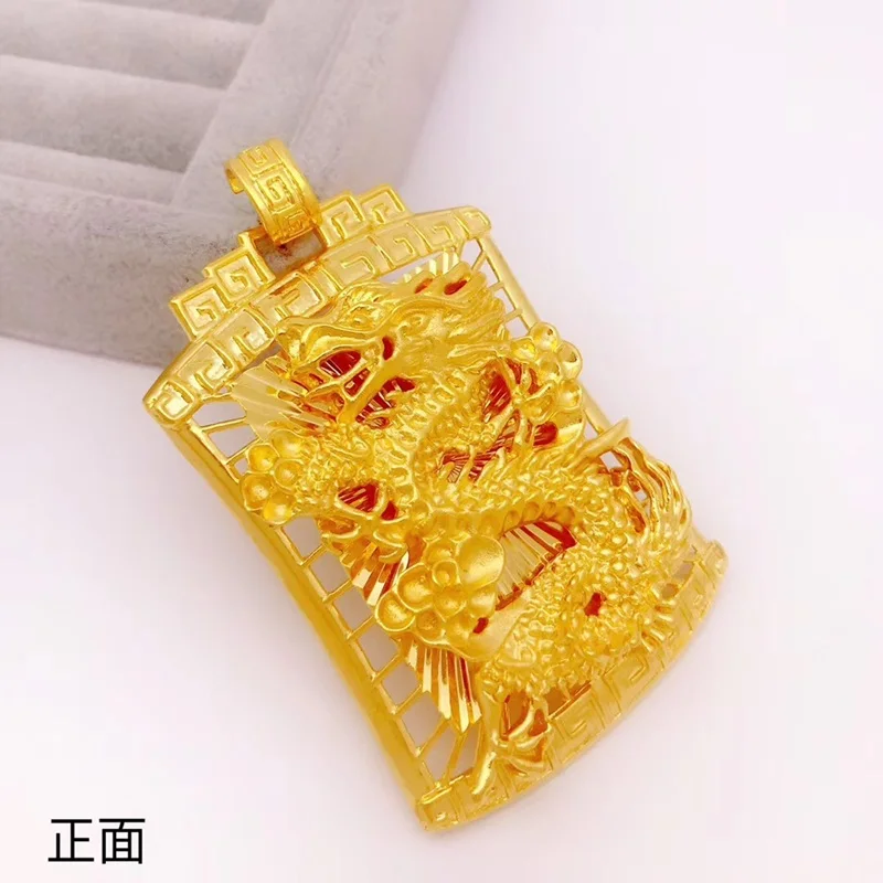 OMHXFC,, YM361, Европейская мода, Хит, красивая женская, мужская, для вечеринки, дня рождения, свадьбы, подарок, винтажный дракон, 24KT, Золотая подвеска, ожерелье