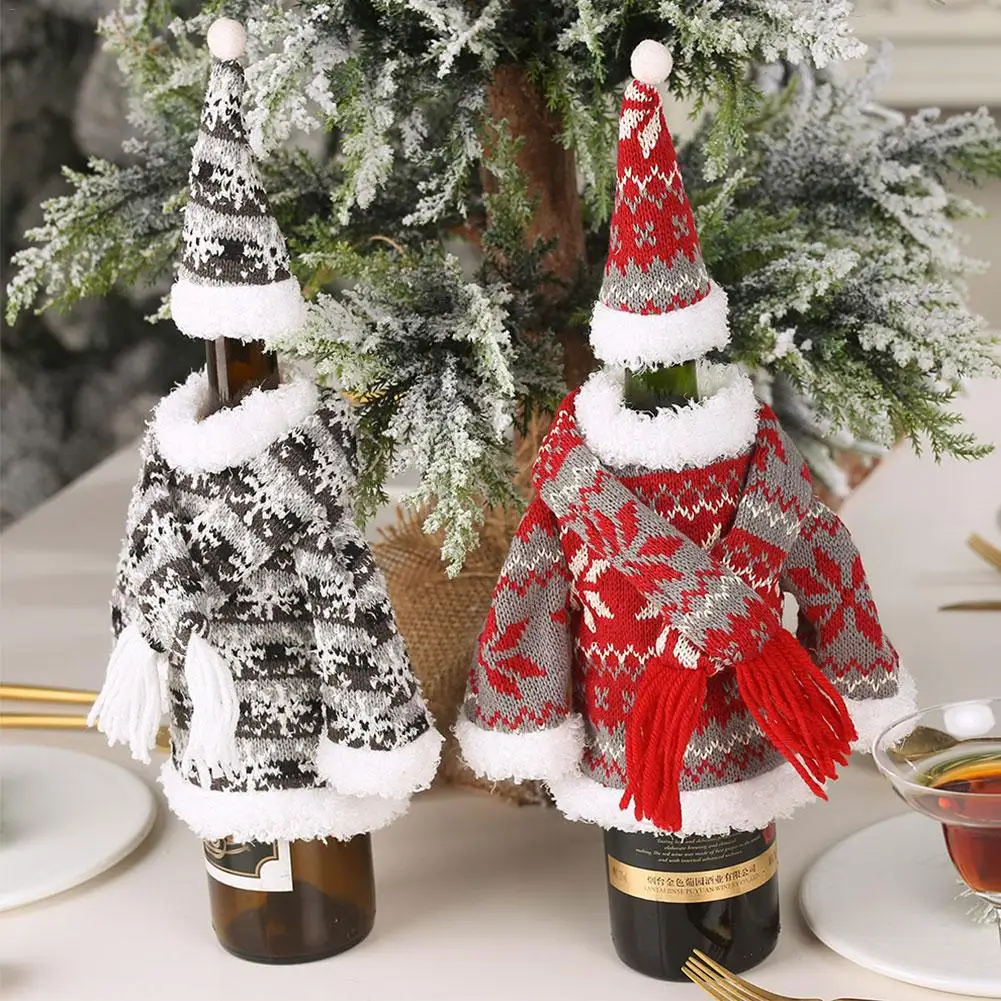Рождественская Крышка для винной бутылки Санта Клаус Снеговик крышка для винной бутылки новогодние подарки для вечерние украшения для обеденного стола