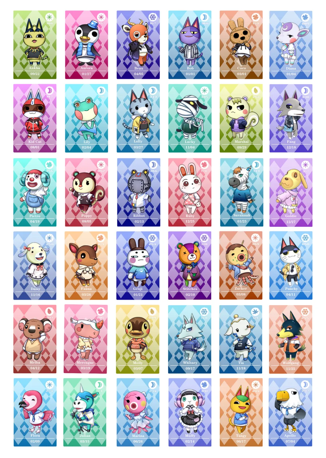 Tarjetas híbridas de animales para Nintendo switch/Sw1tch Lite/Wii U, 36 Uds.