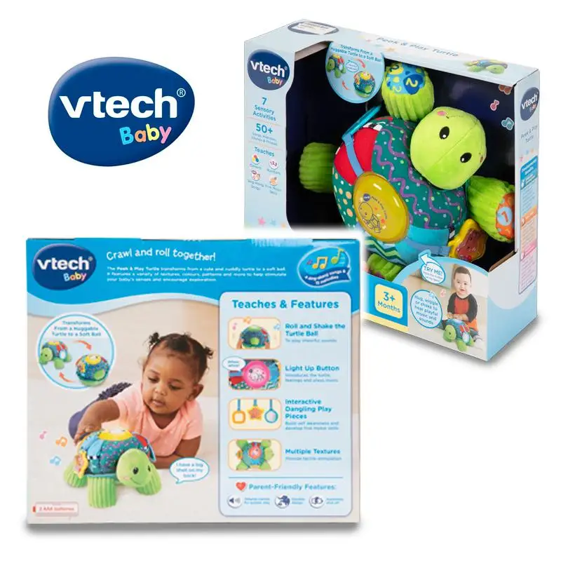 VTech-Детские Peek и играть черепаха Фирменная Новинка 3+ игрушка месяцы 2-в-1 из-за мягкого и сенсорные черепаха