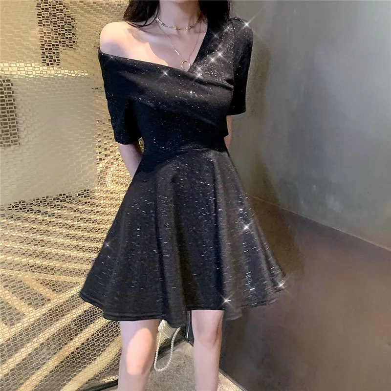 

Real shot temperament retro strapless slim dress 2019 new fashion ladies party dress