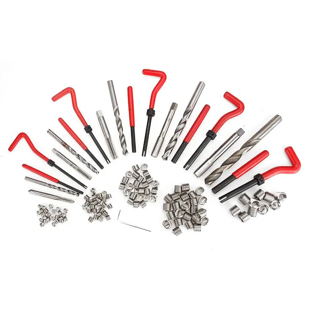

131pcs Car Moto Thread Tapping Repair Tool Kit M5 M6 M8 M10 M12 Hand Tap Drill Set Hand Tools Stainless steel screw sleeve