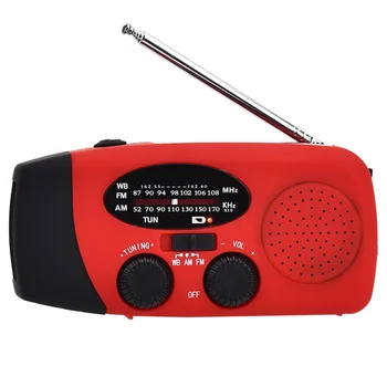 

Crank Radio With Bright Flashlight USB Rechargeable Solar Powered Multifunction Compact Hiking Travel Emergency Weather Portable