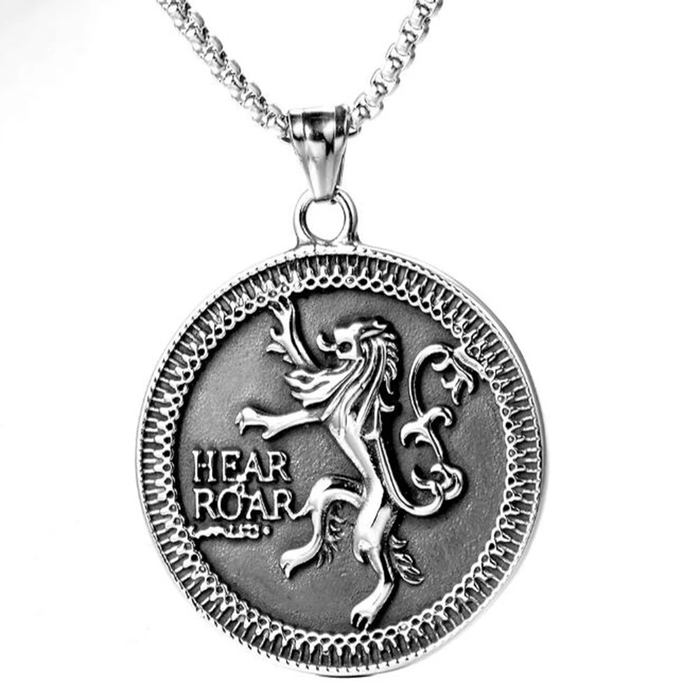 Винтажное круглое ожерелье из нержавеющей стали с подвеской 60 см | Украшения и