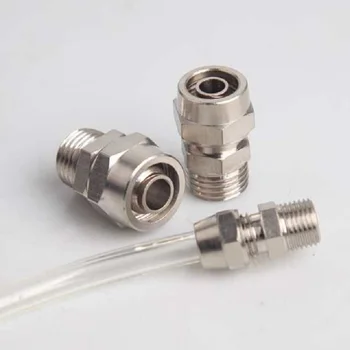 

Pneumatic Quick fitting Copper Material Screw Thread PC10-1/8"1/4 3/8 1/2" Hose fast twist air Lock Nut pass-through Connectors