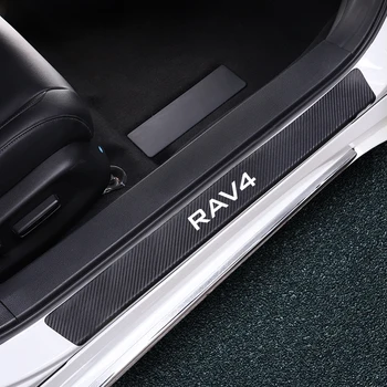 

Carbon Fiber 4pcs Set Car Door Sill Protector Stickers Car Styling For Toyota Chr Yaris RAV4 Avalon Camry Highlander Fortuner