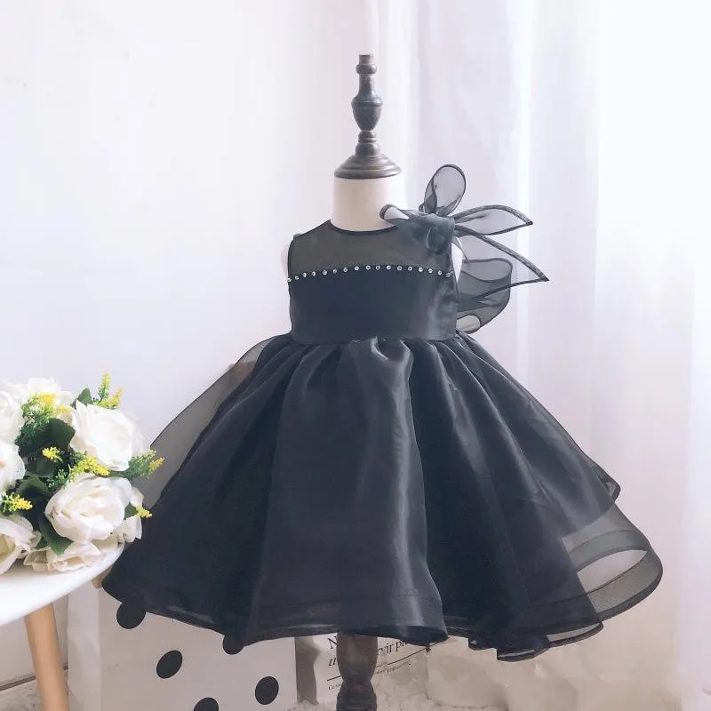 

Black Tulle Baby Girl Baptism Dress For Pageant Princess Newborn Birthday Wedding Christening Gown Infant Party Evening Frocks