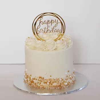 

1Pc Golden Silvery Flash Cake Topper Party Supplies Acrylic Happy Birthday Cake Topper For Cupcake Birthday Party Decoration