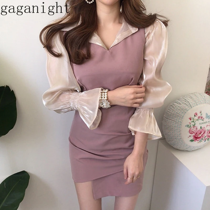 Женский офисный костюм Gaganight однотонная блузка с длинным рукавом Короткое
