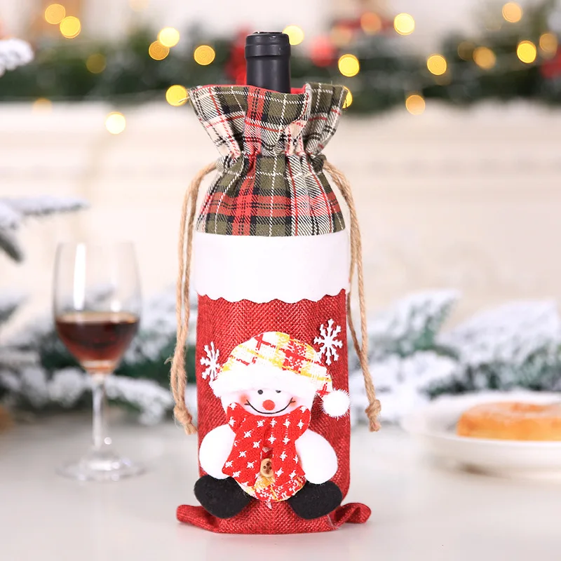 Рождественская бутылка вина, подарки на Рождество, рождественские украшения для дома Санта Клаус стол с новогодним орнаментом Настенный декор с утолщённой меховой опушкой, хороший подарок - Цвет: B