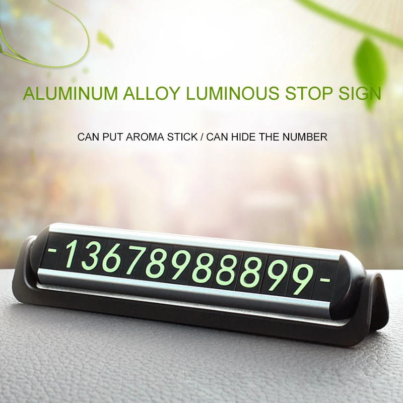 

Hidden Metal Aromatherapy Luminous For Car Styling Temporary Parking Card phone Number Card Plate in the Car Sticker Night Light