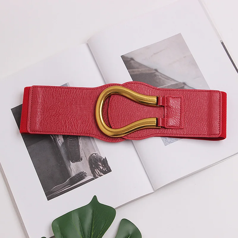 red belt Новая мода размера плюс пояс широкий большой пояс корсет ремни для женщин платье эластичное дизайнерское высокое качество grosse ceinture femme - Цвет: red belt