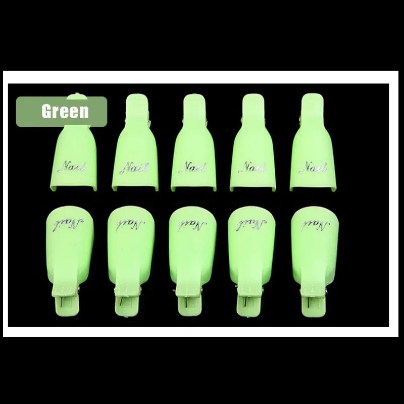 green Limegirl 10 шт. дизайн ногтей замочить колпачок клип средство для снятия УФ гель-лака обертывание инструменты Пластиковые наконечники для пальцев лак для ногтей для снятия маникюра - Цвет: green