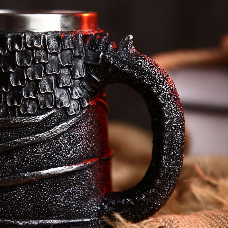 T21D 3D Retro Dragon Mug Beer Drink Cup 450ml Stainless Steel Double Layer Coffee Cups Novelty Gothic Gift Lovers | Дом и сад