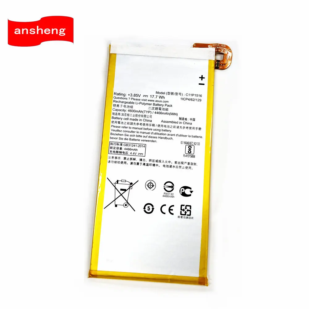 

Original High Quality 4600mAh C11P1516 battery for ASUS Zenfone 3 Ultra ZU680KL A001 6.8" Tablet Battery