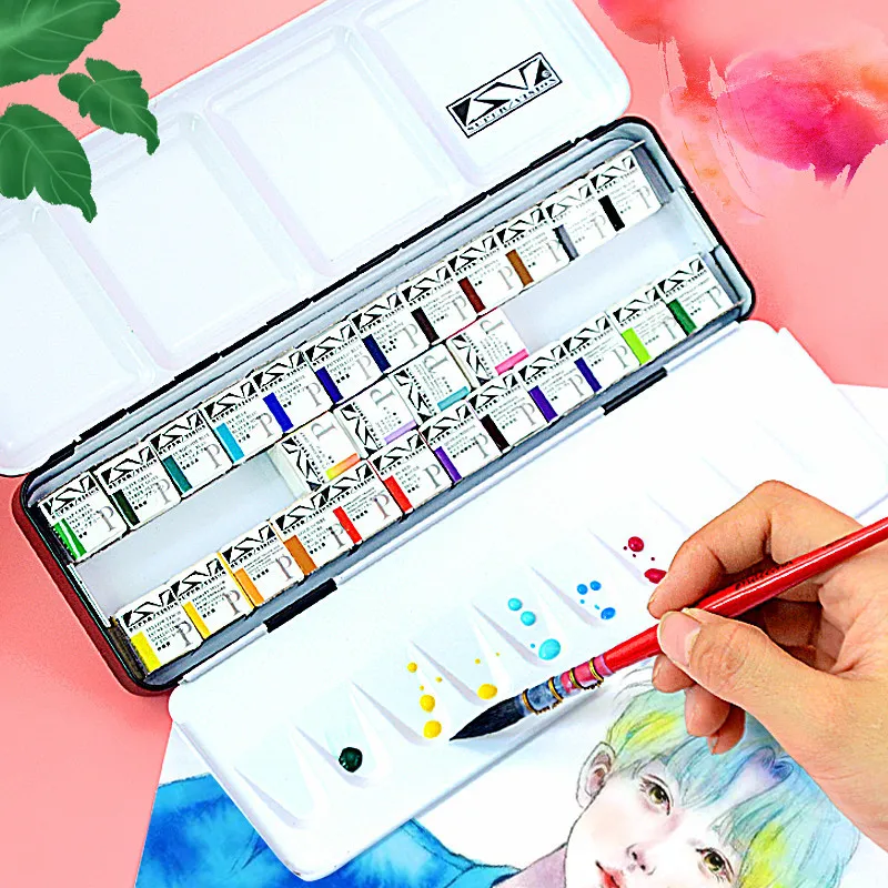

Super Vision 12/24Colors Professional Solid Watercolor Paint Set Artist Water Colour Pigment Aquarelle For Painting Art Supplies
