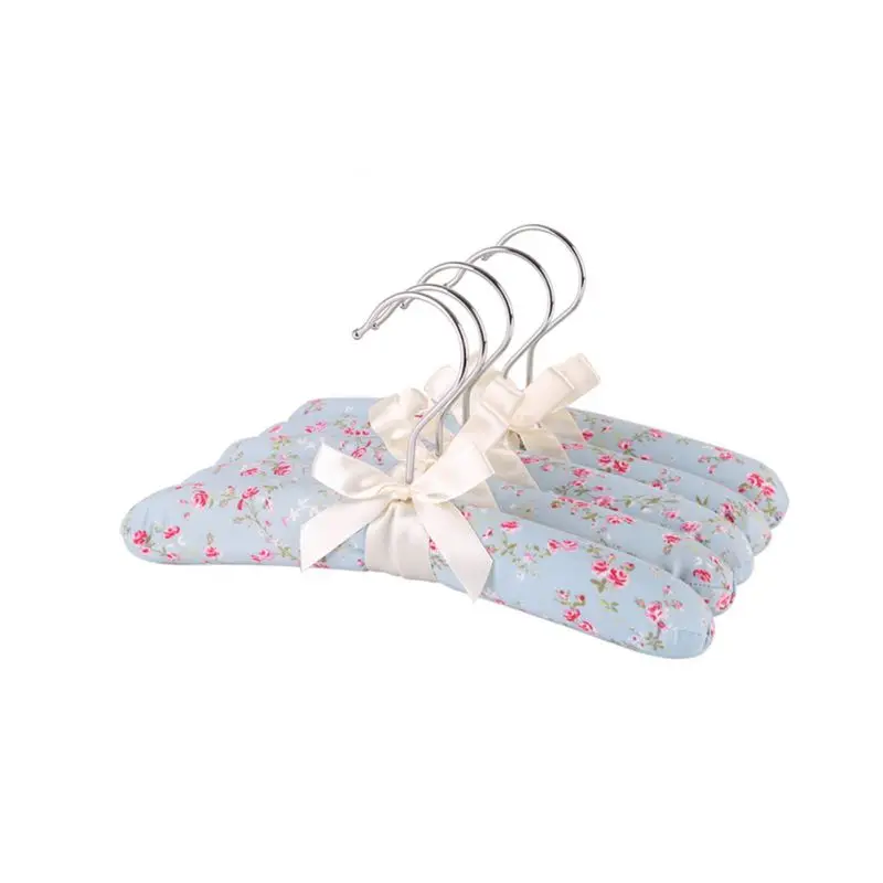 Flower Printed Cotton Fabric Sponge Hanger Elegant Sponge Padded Clothes Hanger Clothes Suit Dress Hangers Random Printed 1PC 2