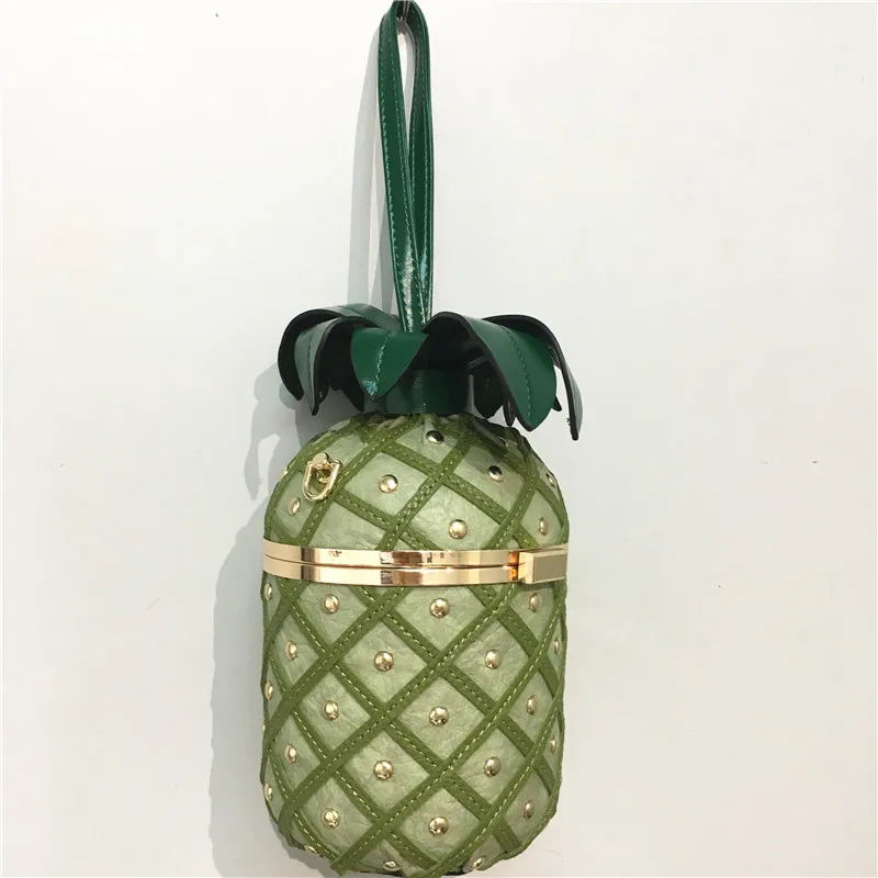 High quality new style handbag chain metal buckle shoulder bag rivet stitching simulation pineapple shape bag wallet