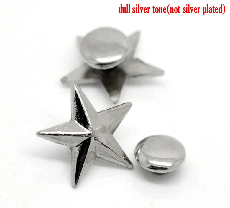 Description Picture 3 of item50Sets Zinc Alloy Screw On Garment Rivets For Handmade Pentagram Star Silver Color Bag Hats Deco Embellishment 14*13mm 7mm Dia.
