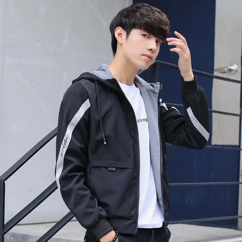 

Men Spring And Autumn Casual Coat Korean-style Trend Slim Fit Handsome Students Sports Gown Teenager BF Autumn Jacket