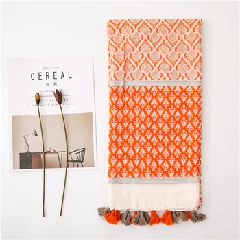 

2020 Orange winter scarf women accesorios mujer female ethnic long orange geometric print scarf bufandas invierno mujer