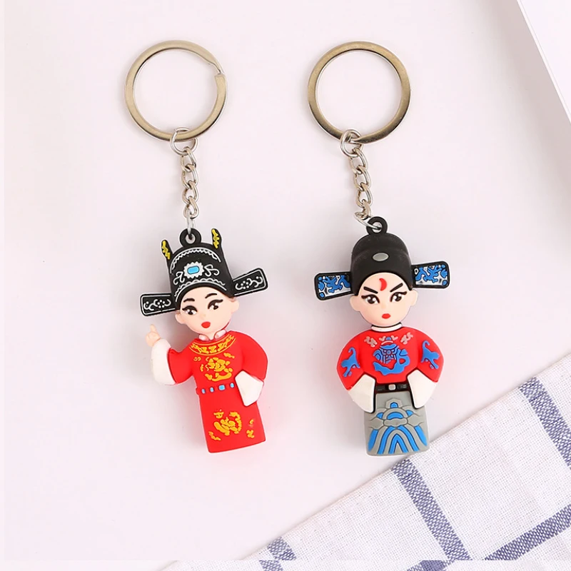 

Cute Chinese style keychain Epoxy Peking Opera character key chain pendant