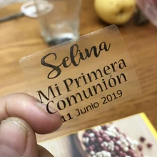 ABC-100 шт прозрачные наклейки для первого причастия, этикетки PRIMERA COMUNIÓN, персонализированные на заказ