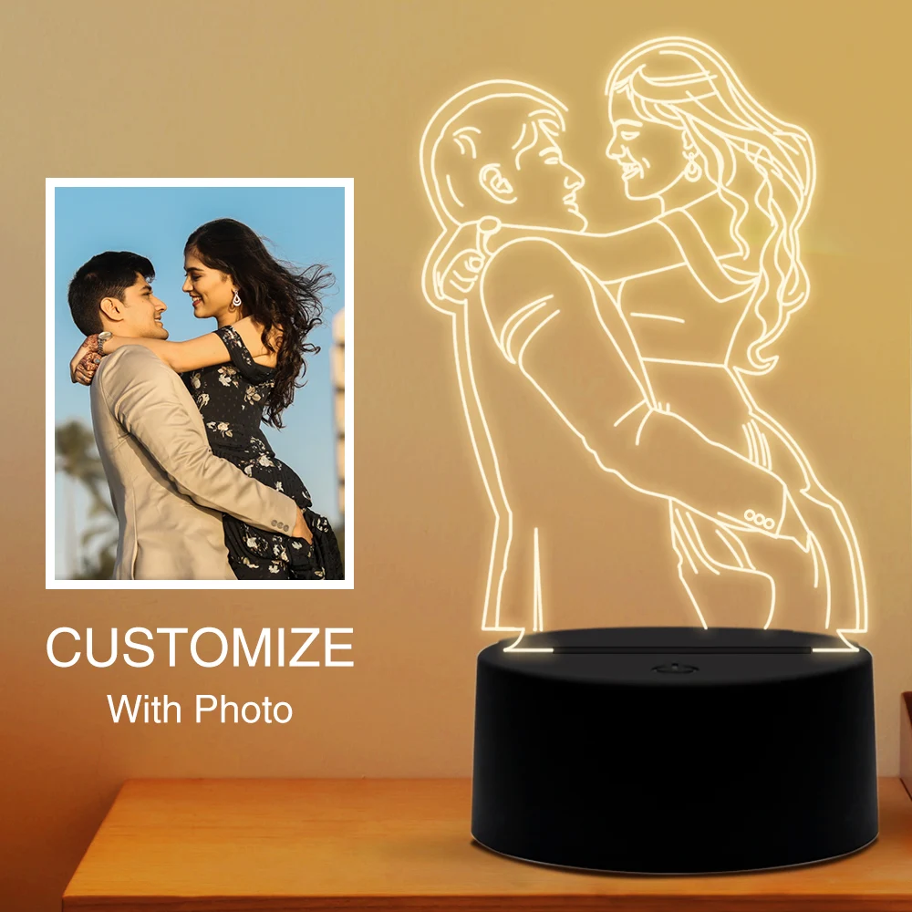 Photo/Text Personalized Customized 3D Night Light 7 colors LED Lamp custom Lights for Christmas Wedding Mother's day Gift