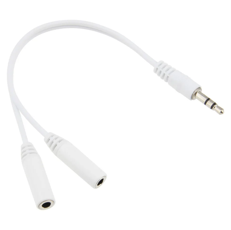 3 5mm 1 Male to 2 Female Jack Aux Audio Cable Headphone Splitter Y Extension Cord for Car Phone Tablet Earphone 100pcs